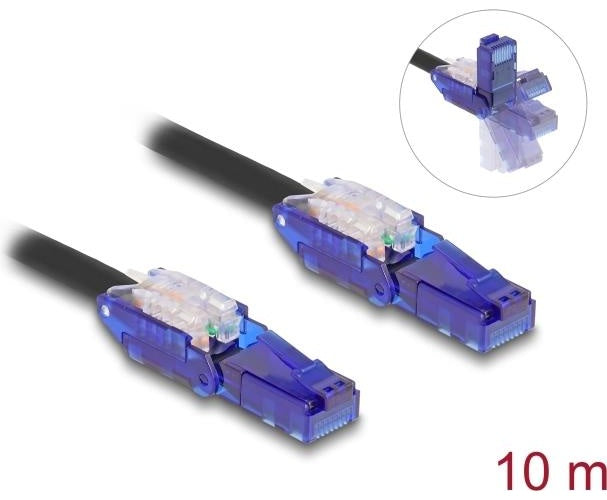 Delock - Netzwerkkabel - RJ-45 (M) gewinkelt zu RJ-45 (M) gewinkelt - 10,0m - 6 mm - UTP - CAT 6 - halogenfrei - Schwarz (80931) - 4043619809318 - image 1