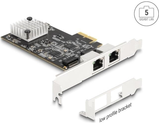 Delock PCI Express x2 Karte zu 2 x RJ45 5 Gigabit LAN RTL8126 (81261) afbeelding 1