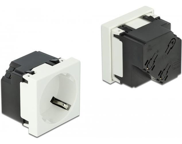 Delock - Easy 45 - Steckdose - 2P+E - Typ F - mit Verschluss - 1 Steckdose - 16 A - Wechselstrom 250 V - weiß, RAL 9003 (Packung mit 10) (81321) afbeelding 1