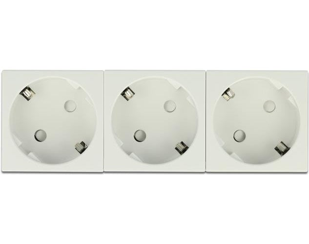 Delock - Easy 45 - Steckdose - 2P+E - Typ F - mit Verschluss - 3 Steckdosen - 16 A - Wechselstrom 250 V - weiß, RAL 9003 (Packung mit 5) (81323) afbeelding 1