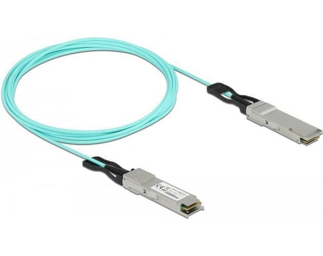 Delock - Ethernet 40 GBase-AOC-Kabel - QSFP+ (M) zu QSFP+ (M) - 3 m - 3 mm - SFF-8436 - Active Optical Cable (AOC) - Aquamarin afbeelding 1