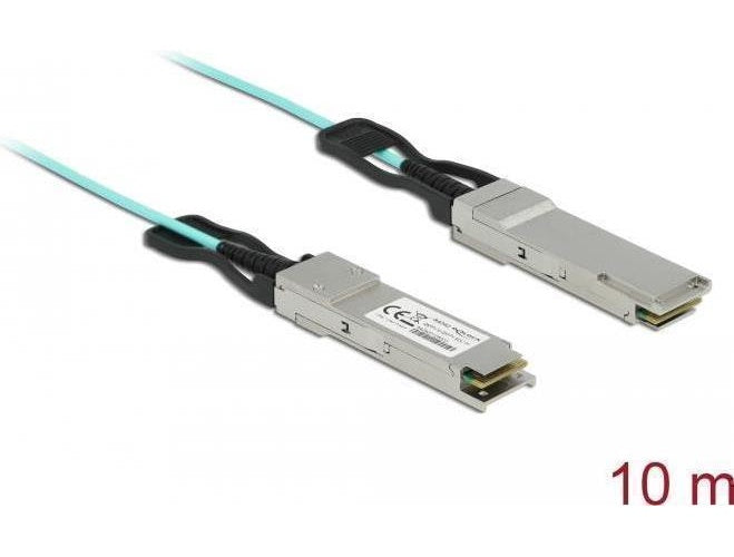 Delock - 40GBase Direktanschlusskabel - QSFP+ (M) zu QSFP+ (M) - 10 m - 3 mm - Glasfaser - SFF-8436 - Active Optical Cable (AOC) - Aquamarin afbeelding 1