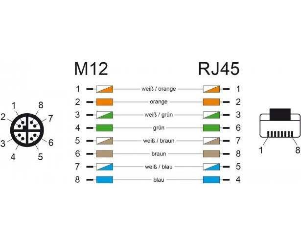 DeLOCK - Netzwerkkabel - 8 pin M12-X (M) bis RJ-45 (M) - 1,0m - SF/UTP - CAT 5e - Wasserblau (85425) afbeelding 1