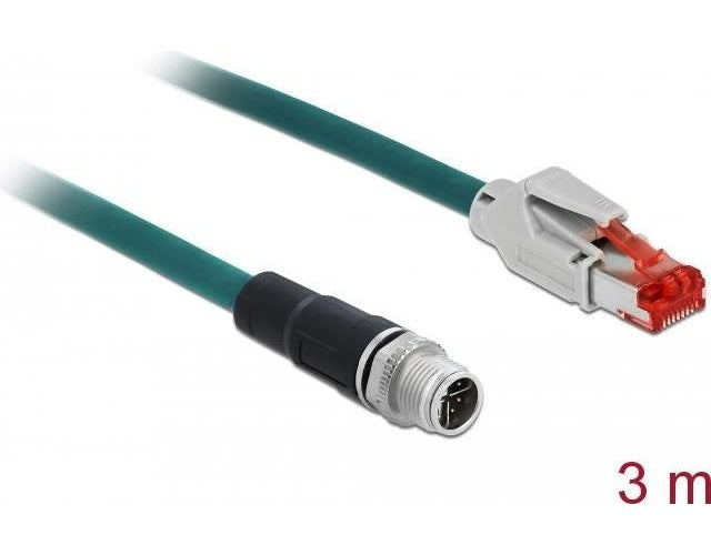 DeLOCK - Netzwerkkabel - 8 pin M12-X (M) bis RJ-45 (M) - 3,0m - SF/UTP - CAT 5e - Wasserblau (85427) afbeelding 1