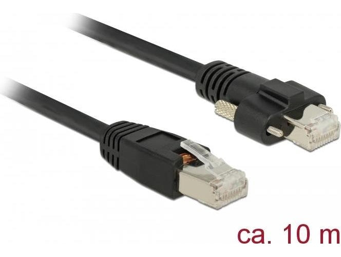 DeLOCK - Patch-Kabel - RJ-45 (M) schraubbar bis RJ-45 (M) - 10,0m - SSTP-Kabel - CAT 6 - Schwarz (85672) afbeelding 1