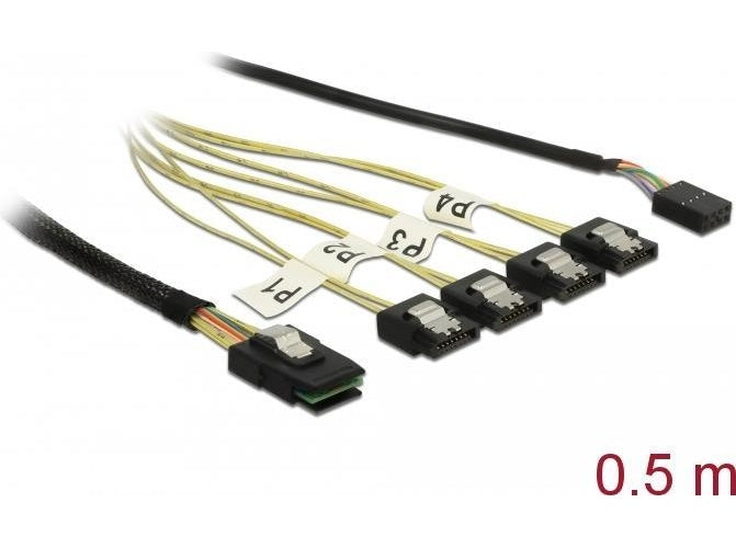 Delock - Internes SAS-Kabel - SAS 6Gbit/s - Seitenband, Mini SAS (SFF-8087) zu SATA (M) - 50 cm (85674) - 4043619856749 - image 1