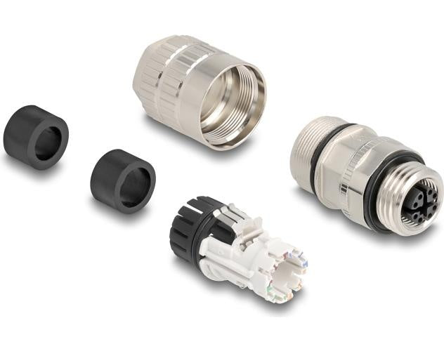 Delock M12 Buchse 8 Pin X-kodiert feldkonfektionierbar Cat.6A (86056) afbeelding 1