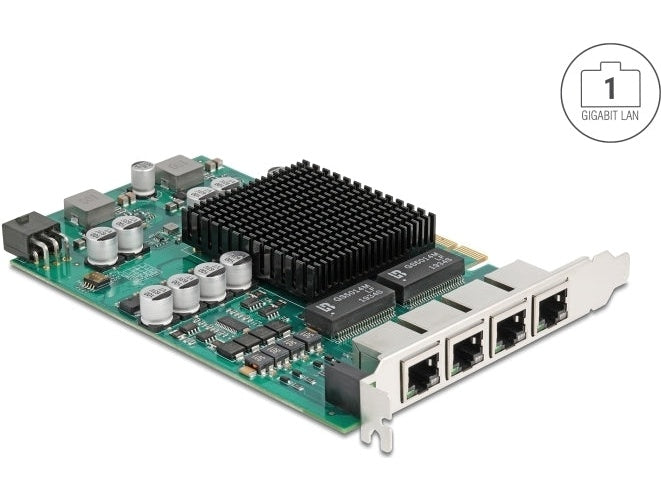 Delock PCI Express x4 Netzwerkkarte Gigabit LAN 4 x RJ45 mit PoE+ i350 (86097) afbeelding 1