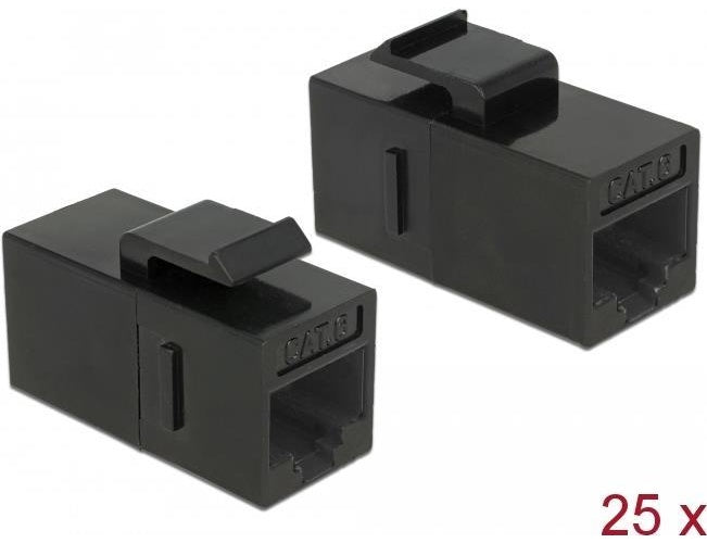 DeLOCK Keystone Module RJ45 jack > RJ45 jack Cat.6 UTP - Modulare Eingabe - RJ-45 - Schwarz (Packung mit 25) (86629) afbeelding 1