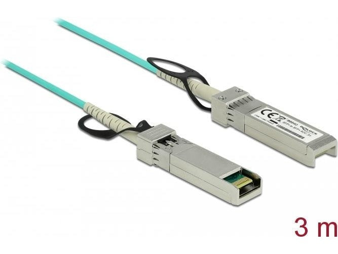 DeLOCK - 10GBase Direktanschlusskabel - SFP+ (M) bis SFP+ (M) - 3,0m - 3 mm - Glasfaser - SFF-8431/SFF-8432 - Active Optical Cable (AOC) - Aquamarin (86640) afbeelding 1