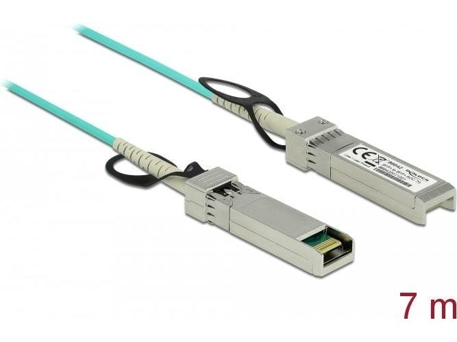 DeLOCK - Netzwerkkabel - SFP+ (M) bis SFP+ (M) - 7,0m - 3 mm - Glasfaser - SFF-8431/SFF-8432 - Active Optical Cable (AOC) - Aquamarin (86642) afbeelding 1