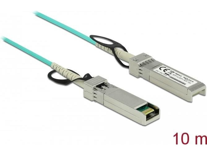 DeLOCK - 10GBase Direktanschlusskabel - SFP+ (M) bis SFP+ (M) - 10 m - 3 mm - Glasfaser - SFF-8431/SFF-8432 - Active Optical Cable (AOC) - Aquamarin afbeelding 1