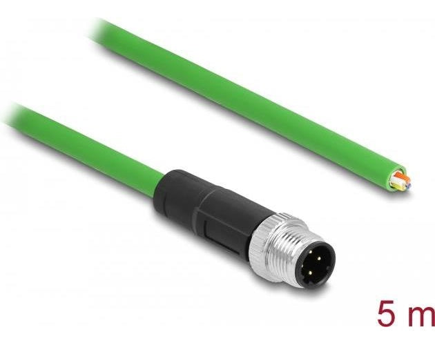 Delock - Patch-Kabel - 4-polig M12-D (M) zu ohne Stecker - 5 m - 6.5 mm - SF/UTP - halogenfrei - grün afbeelding 1