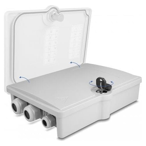Delock - Glasfaser-Verteilerbox - IP55, waterproof, lockable - geeignet für Wandmontage - Innenbereich, Außenbereich - Grau - 6 Ports afbeelding 1