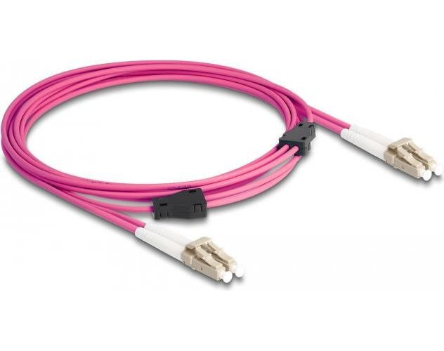 Delock - Netzwerkkabel - LC Multi-Mode (M) zu LC Multi-Mode (M) - 3 m - 3 mm - Glasfaser - Duplex - 50/125 Mikrometer - OM4 - halogenfrei, Metallarmierung - violett afbeelding 1