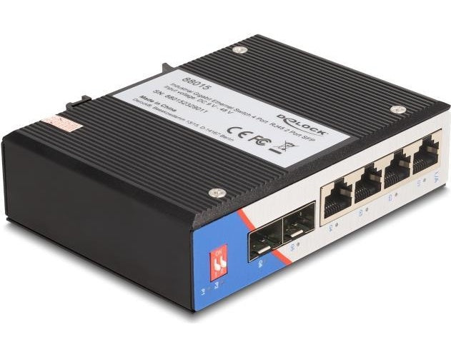 Delock - Switch - 4 x 10/100/1000 + 2 x SFP - an DIN-Schiene montierbar (88015) afbeelding 1