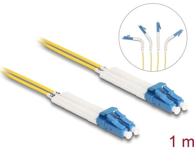 Delock - Netzwerkkabel - LC Single-Modus (M) gewinkelt zu LC Single-Modus (M) gewinkelt - 1,0m - Glasfaser - Duplex - 9/125 Mikrometer - OS2 - halogenfrei - Gelb (88070) afbeelding 1