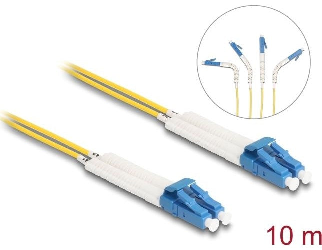Delock - Netzwerkkabel - LC Single-Modus (M) gewinkelt zu LC Single-Modus (M) gewinkelt - 10,0m - Glasfaser - Duplex - 9/125 Mikrometer - OS2 - halogenfrei - Gelb (88077) - 4043619880775 - image 1