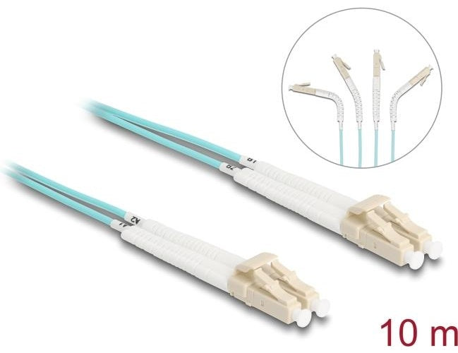 Delock - Netzwerkkabel - LC Multi-Mode (M) zu LC Multi-Mode (M) - 10,0m - Glasfaser - Duplex - 50/125 Mikrometer - OM3 - halogenfrei, verstellbare winkelverbindungsstücke an jedem Ende - Aquamarin (88083) afbeelding 1