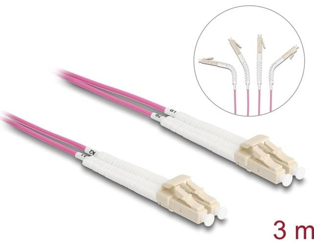 Delock - Netzwerkkabel - LC Multi-Mode (M) zu LC Multi-Mode (M) - 3,0m - Glasfaser - Duplex - 50/125 Mikrometer - OM4 - halogenfrei, gewinkelt - violett (88089) - 4043619880898 - image 1