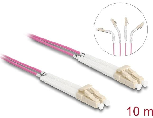 Delock - Netzwerkkabel - LC Multi-Mode (M) gewinkelt zu LC Multi-Mode (M) gewinkelt - 10,0m - Glasfaser - Duplex - 50/125 Mikrometer - OM4 - halogenfrei - violett (88091) afbeelding 1
