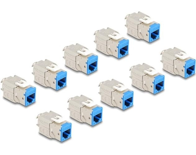 Delock - Modulare Eingabe - werkzeugfrei - CAT 6a - RJ-45, LSA - Blau (Packung mit 10) (88113) afbeelding 1