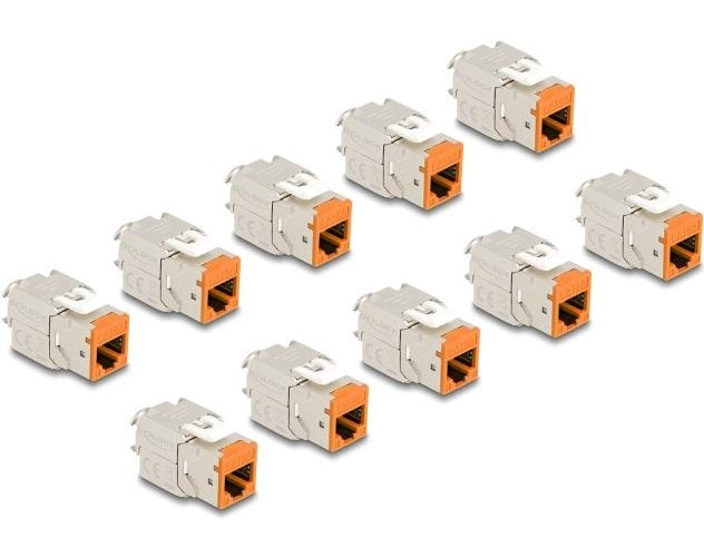 Delock - Keystone-Modul - RJ-45 (W) zu LSA (W) - STP - CAT 6a - orange (Packung mit 10) (88117) afbeelding 1