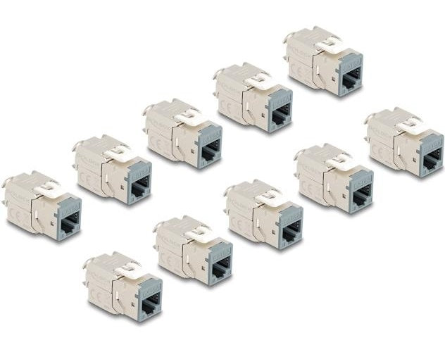 Delock - Modulare Eingabe - werkzeugfrei - CAT 6a - STP - RJ-45 - Grau (Packung mit 10) (88120) afbeelding 1