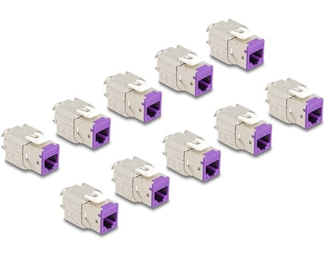 Delock - Keystone-Modul - RJ-45 (W) zu LSA (W) - STP - CAT 6a - violett (Packung mit 10) (88121) afbeelding 1