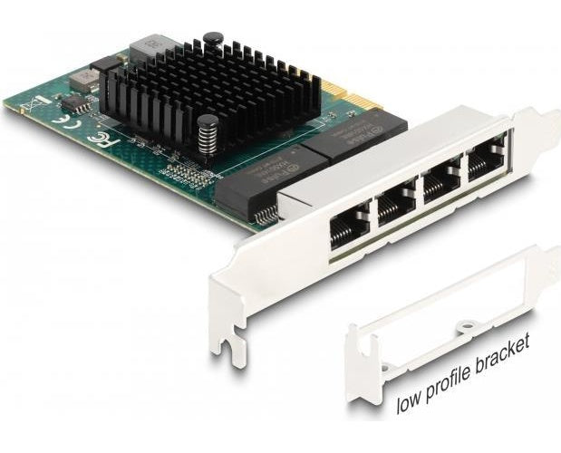 DeLOCK PCI Express x4 Karte zu 4 x RJ45 Gigabit LAN BCM - PCIe - RJ-45 - PCIe 2.0 - Grau - PC - Aktivität - Link (88208) afbeelding 1
