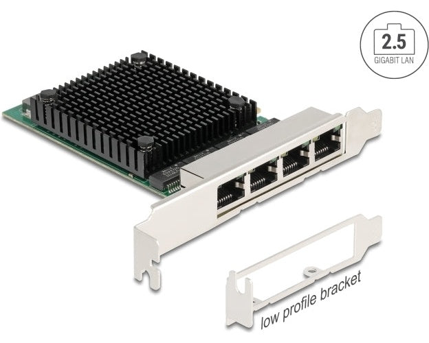 Delock PCI Express x4 Netzwerkkarte 2.5 Gigabit LAN 4 x RJ45 RTL8125 (88601) afbeelding 1
