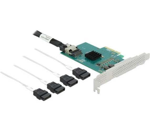 Delock - Speichercontroller (RAID) - 4 Sender/Kanal - SATA 6Gb/s Low-Profile - 600MBps - RAID 0, 1, 10 - PCIe 2,0 x4 (89051) afbeelding 1