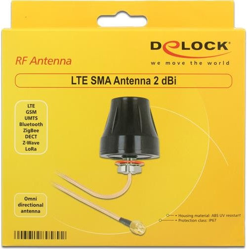 DeLOCK LTE Antenna - Antenne - Smart Home - 2 dBi - ungerichtet - außen, innen - Schwarz afbeelding 1