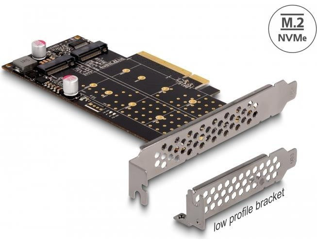 Delock PCI Express x8 Karte zu 2 x intern NVMe M.2 Key M - Bifurcation - Low Profile Formfaktor (89837) afbeelding 1