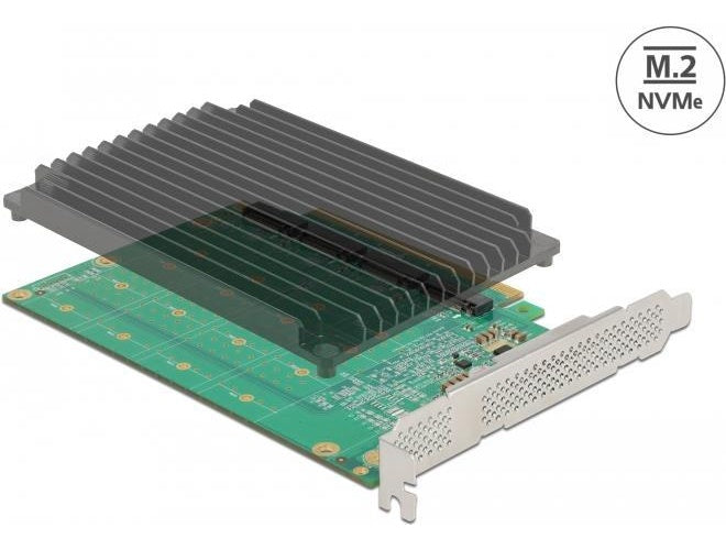 Delock PCI Express x16 Card to 4 x internal NVMe M.2 Key M - Bifurcation - Speicher-Controller - M.2 - M.2 NVMe Card - PCIe 4,0 x16 (90054) afbeelding 1