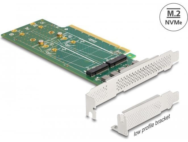 Delock - Speicher-Controller - Bifurcation, 110 mm - M.2 NVMe Card - Low-Profile - PCIe 4.0 x16 afbeelding 1