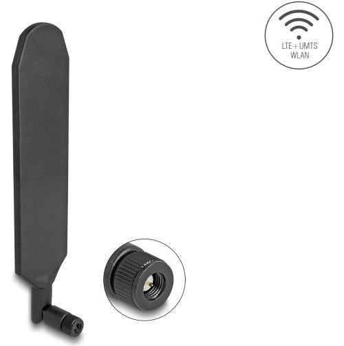 Delock - Antenne - SMA-Stecker, mit Kippgelenk, LTE GNSS, drehbar - 20,9 cm - 1,5 dBi (bei 700 - 960 MHz), 3 dBi (für 2100 - 2700 MHz), 1,8 dBi (für 1,575,42 MHz) - ungerichtet - innen - Schwarz (90103) afbeelding 1