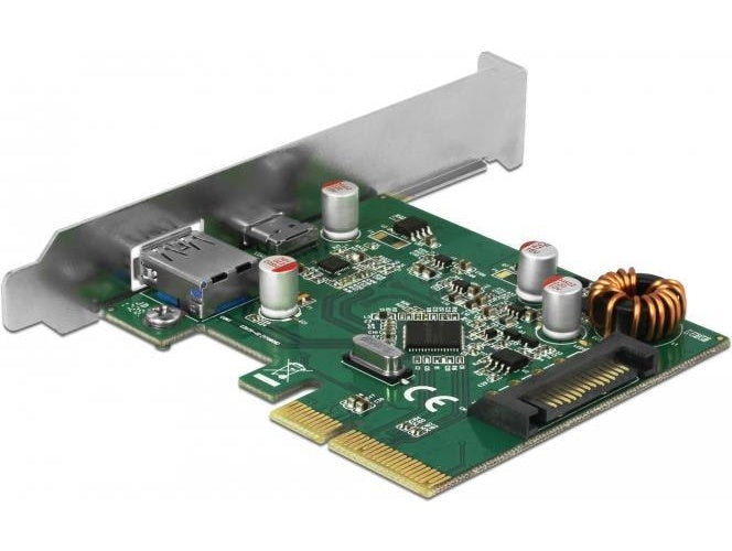 Delock PCI Express x4 Karte zu 1 x extern USB Type-C Buchse + 1 x extern USB Typ-A Buchse SuperSpeed USB 10 Gbps (90299) afbeelding 1