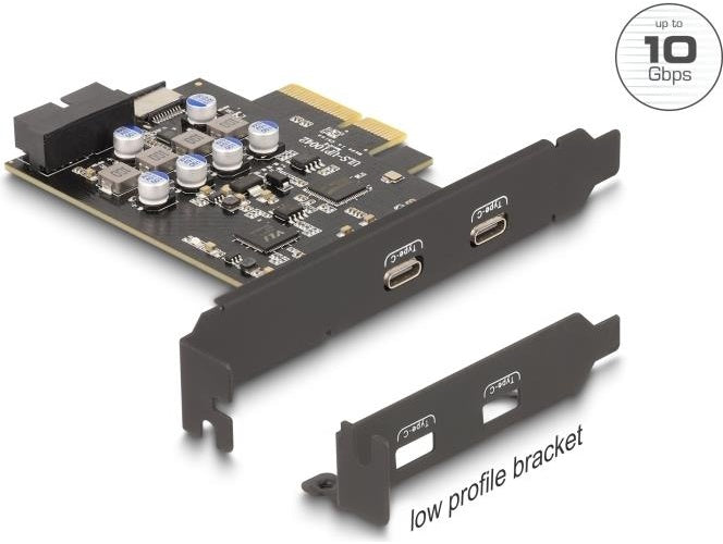 Delock PCI Express x4 Karte zu 2 x extern USB Type-C+ 1 intern 10 Gbps Typ-E Key A (90345) afbeelding 1