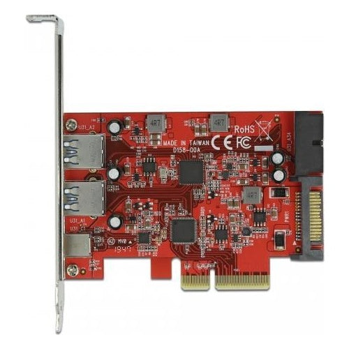 Delock PCI Express x4 Karte zu 1 x extern USB Type-C Buchse + 2 x extern USB Typ-A Buchse SuperSpeed USB 10 Gbps + 1 x intern USB 5 Gbps Pfostenstecker (90492) afbeelding 1