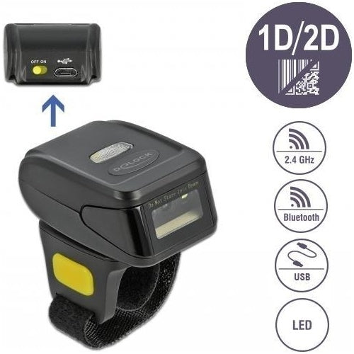 DeLOCK - Barcode-Scanner - tragbar - 100 Scans/Sek. - decodiert - USB, RF(2,4 GHz), Bluetooth 4,1 (90508) afbeelding 1