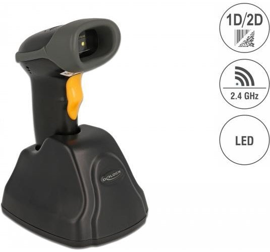 Delock 2,4 GHz Barcode Scanner 1D und 2D mit Ladestation - Mehrsprachig (90550) afbeelding 1