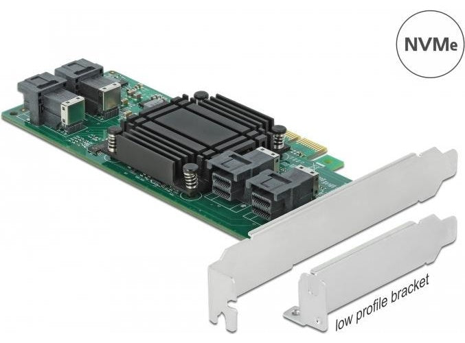 Delock PCI Express x8 Card to 4 x internal SFF-8643 NVMe - Low Profile Form Factor - Speicher-Controller - U.2 NVMe - Low-Profile - PCIe 3.0 x8 afbeelding 1