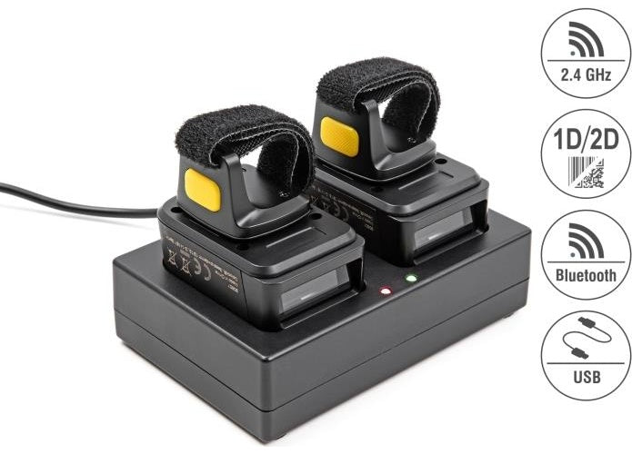 Delock - Mit Ladestation - Barcode-Scanner - tragbar - 100 Scans/Sek. - decodiert - RF(2,4 GHz), Bluetooth 4,1, USB (Packung mit 2) (90610) afbeelding 1