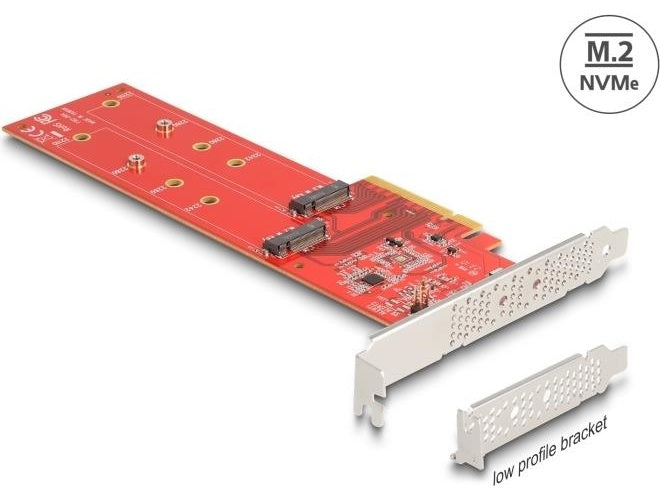 Delock PCI Express x8 Karte zu 2 x intern NVMe M.2 Key M 110 mm - Bifurcation - Low Profile (90616) afbeelding 1