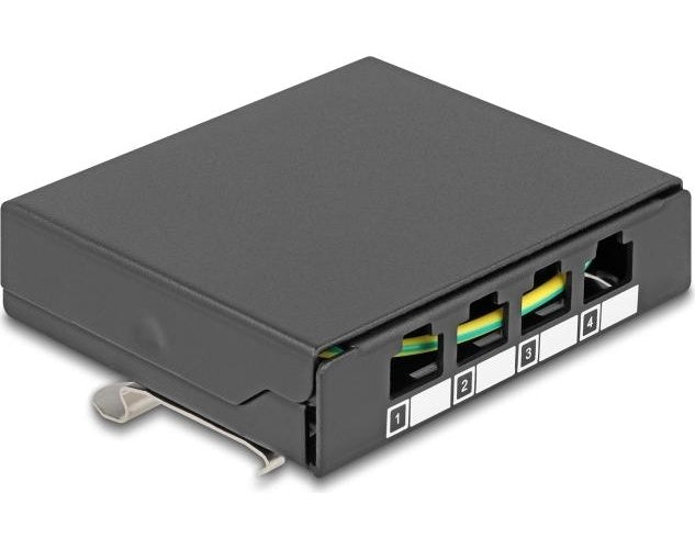 Delock Leergehäuse 4 Port für Keystone RJ-Module schwarz - zur Montage an Tisch Wand oder (90627) afbeelding 1