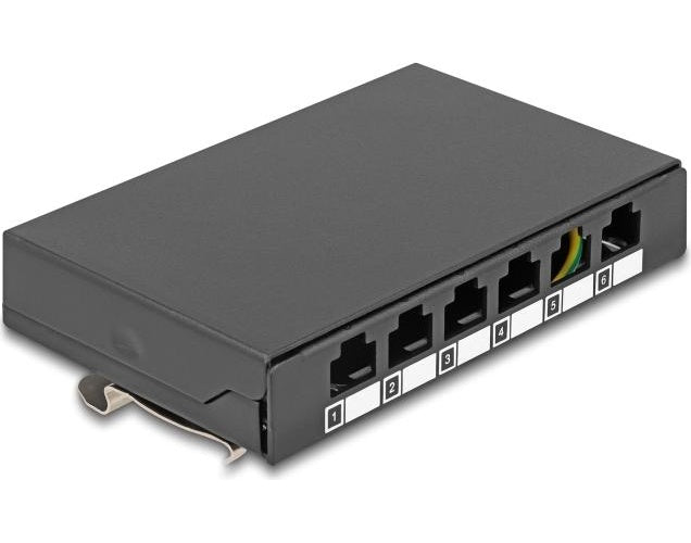 Delock Leergehäuse 6 Port für Keystone RJ-Module schwarz - zur Montage an Tisch Wand oder (90628) afbeelding 1