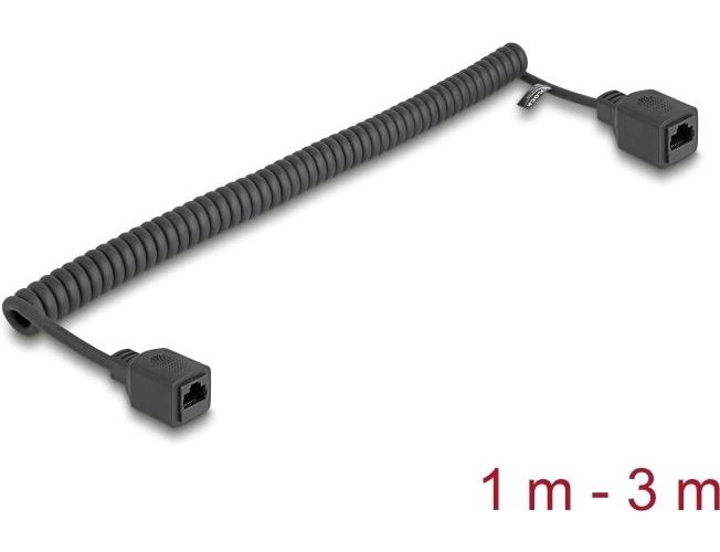 Delock RJ45 Spiralkabel Buchse zu Cat.5e UTP 1 m bis 3 schwarz (90673) afbeelding 1