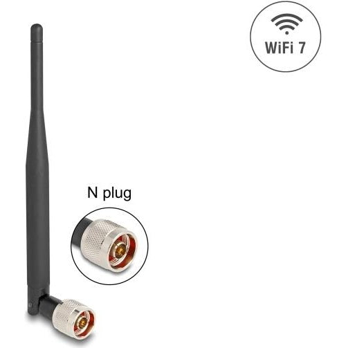 Delock WiFi 7 Antenne N Stecker 2 - 3 dBi 20.6 cm omnidirektional mit Kippgelenk und (90735) afbeelding 1