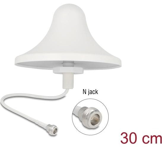 Delock 4G WiFi 2.4 GHz Antenne N Buchse 3 dBi 30 cm RG-58 omnidirektional Deckenmontage (90759) afbeelding 1